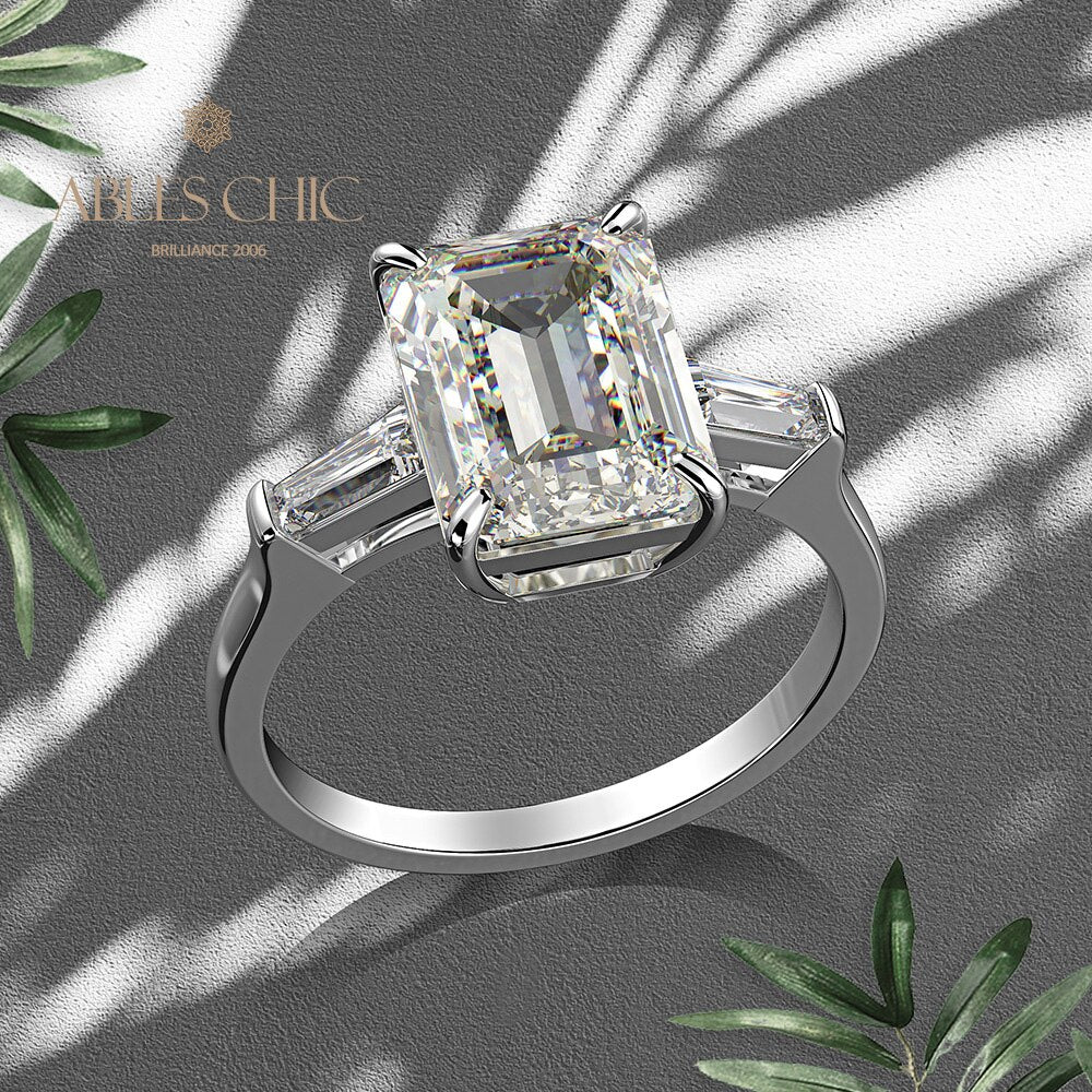 Bague de fiançailles carrée taille émeraude R0895