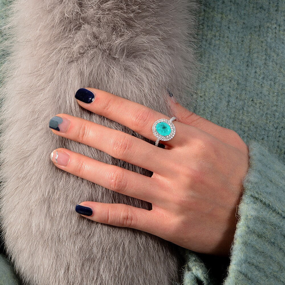 Bague Halo Pavée Zircons R0403