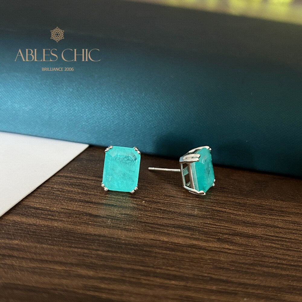 Boucles d'oreilles émeraude Paraiba Tourmaline E0121