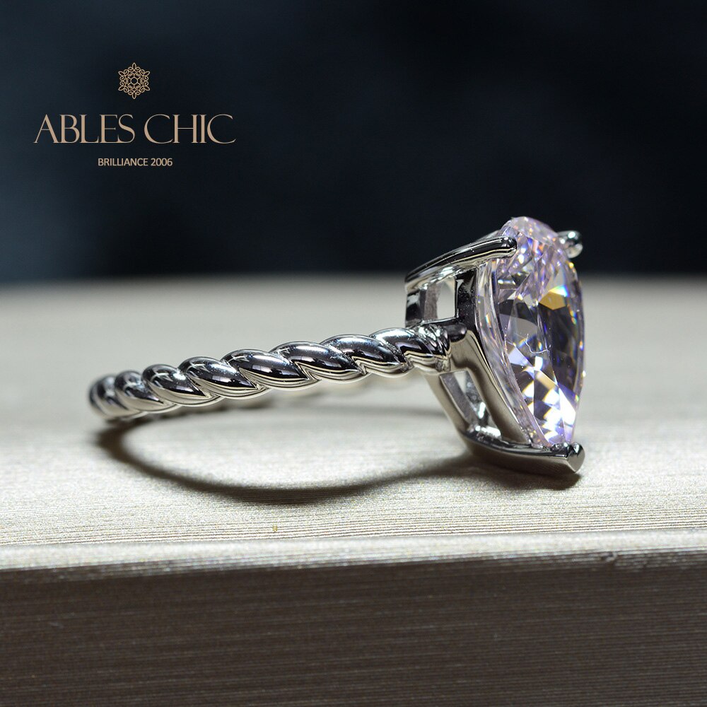 Bague de fiançailles solitaire avec pierres précieuses R0892