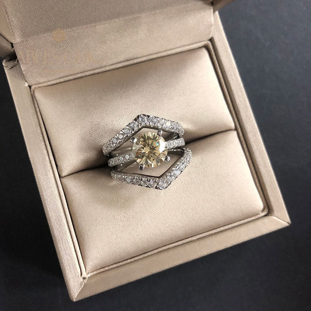 Ensemble d'anneaux empilables citrine R0317