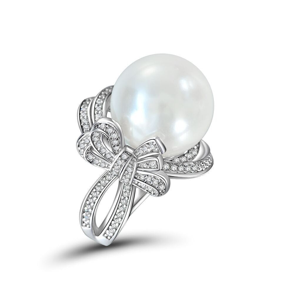 Bague solitaire nœud papillon en nacre R1168