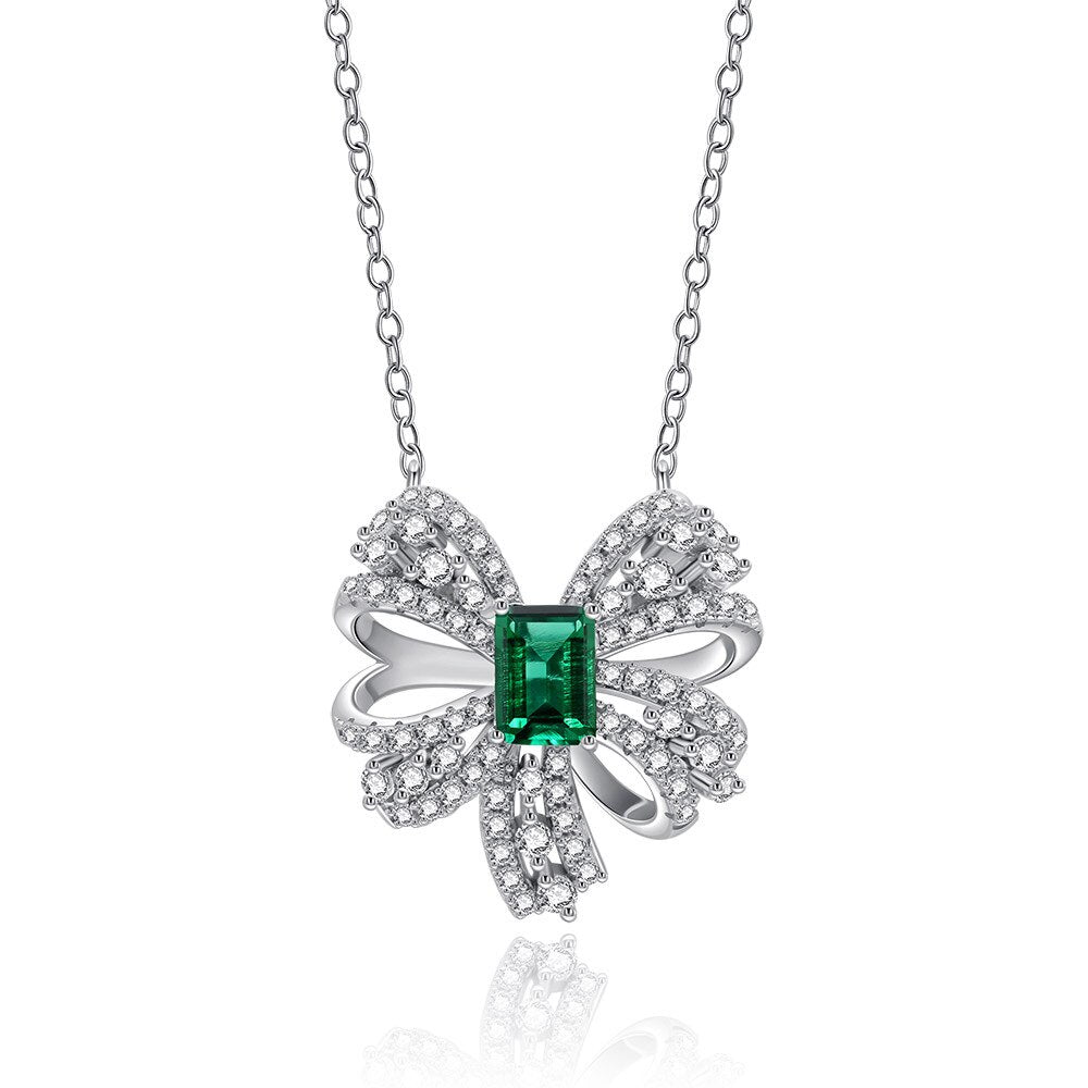 Pendentif nœud papillon émeraude P0645