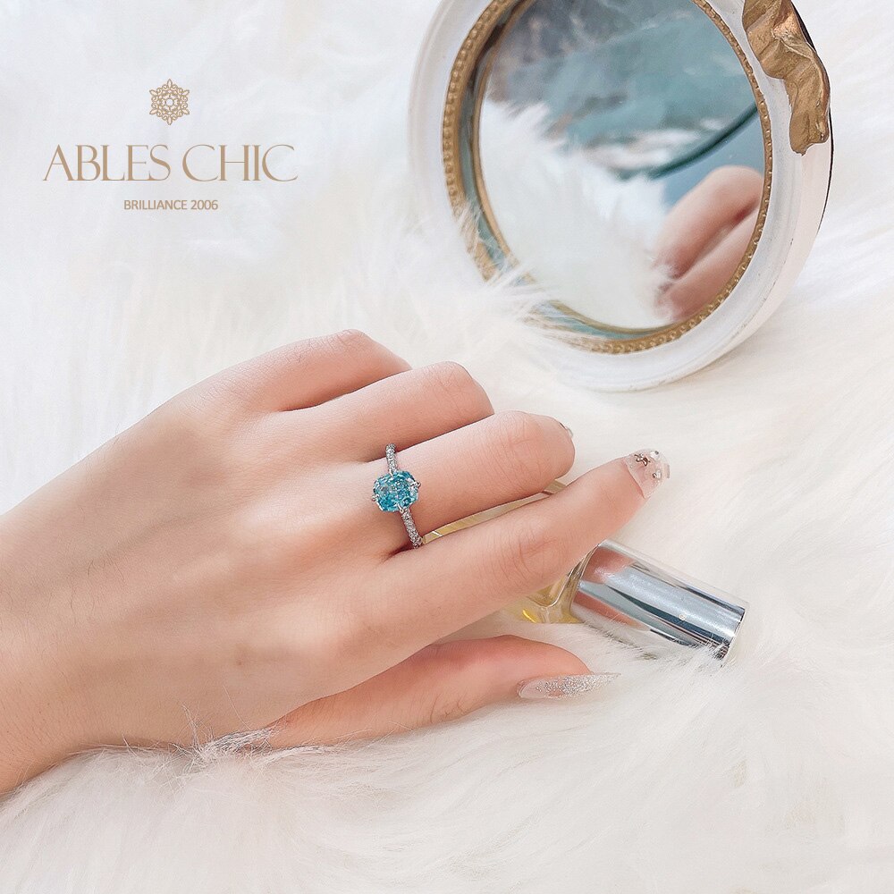 Bague de fiançailles solitaire apatite bleue R1082