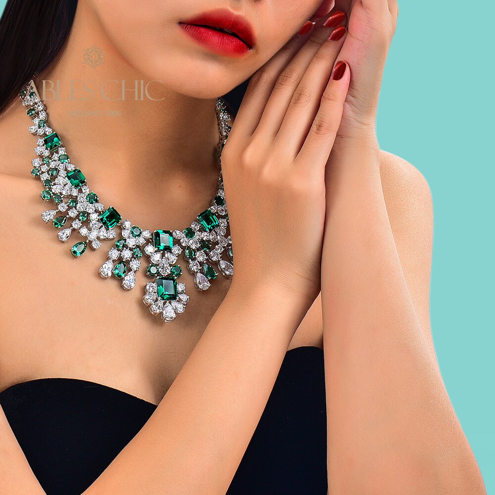 Collier de mariées émeraude Chanderlier P0633
