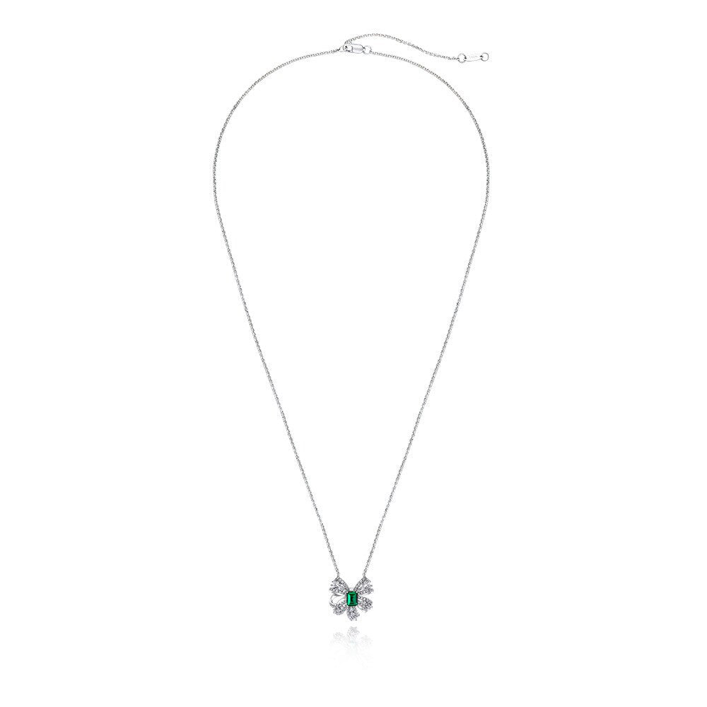 Pendentif nœud papillon émeraude P0645