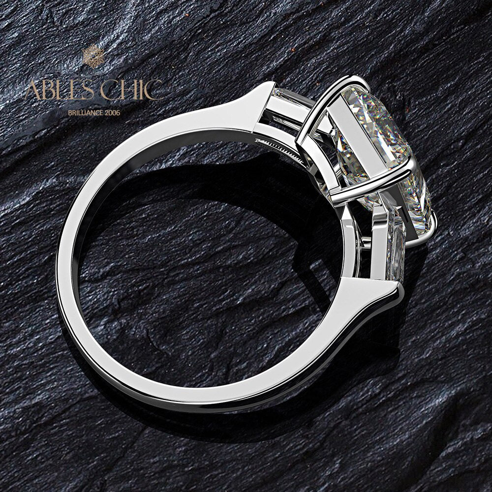 Bague de fiançailles carrée taille émeraude R0895