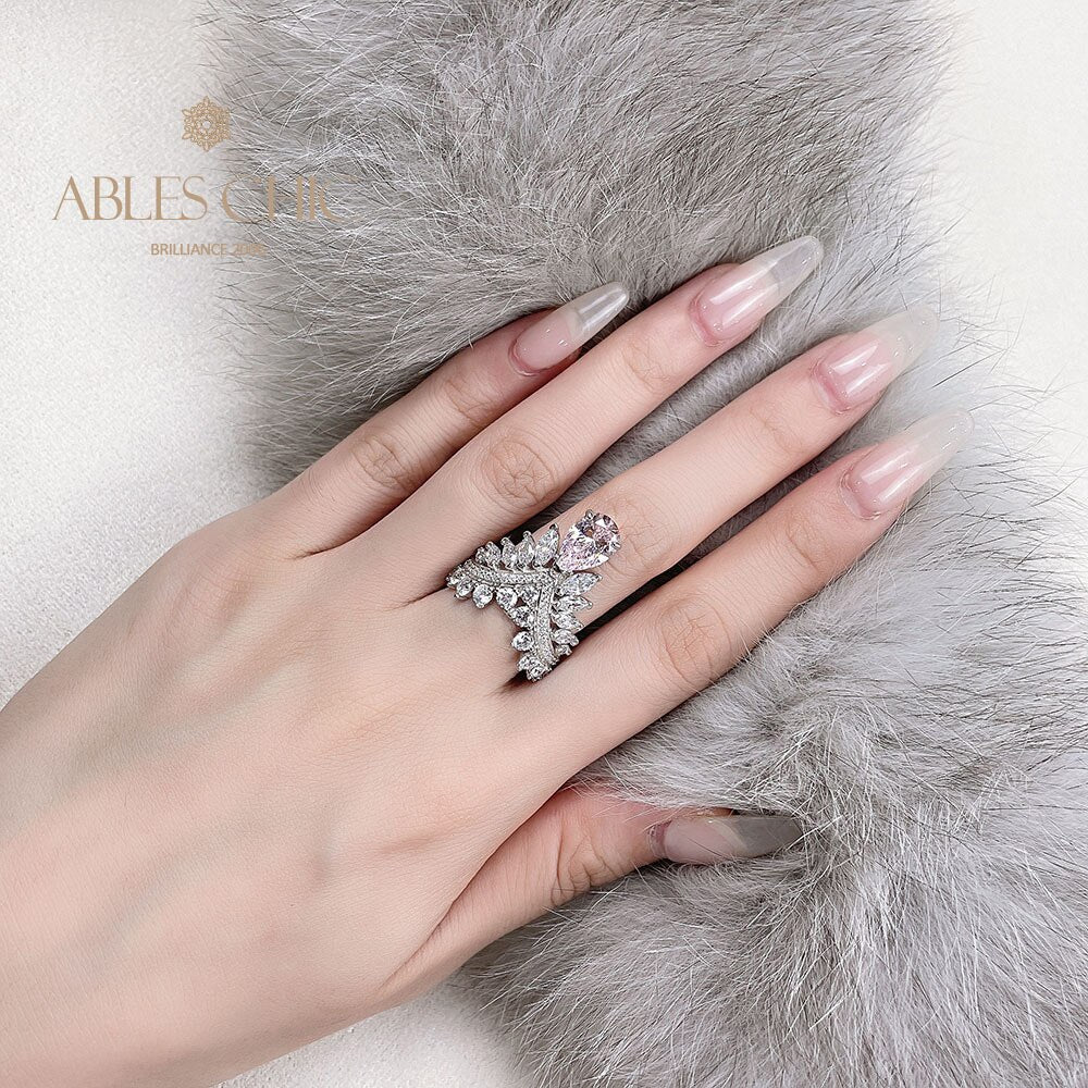 Bague couronne poire saphir R1532