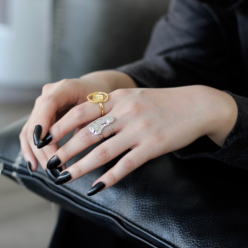 Bague large froissée abstraite R1133
