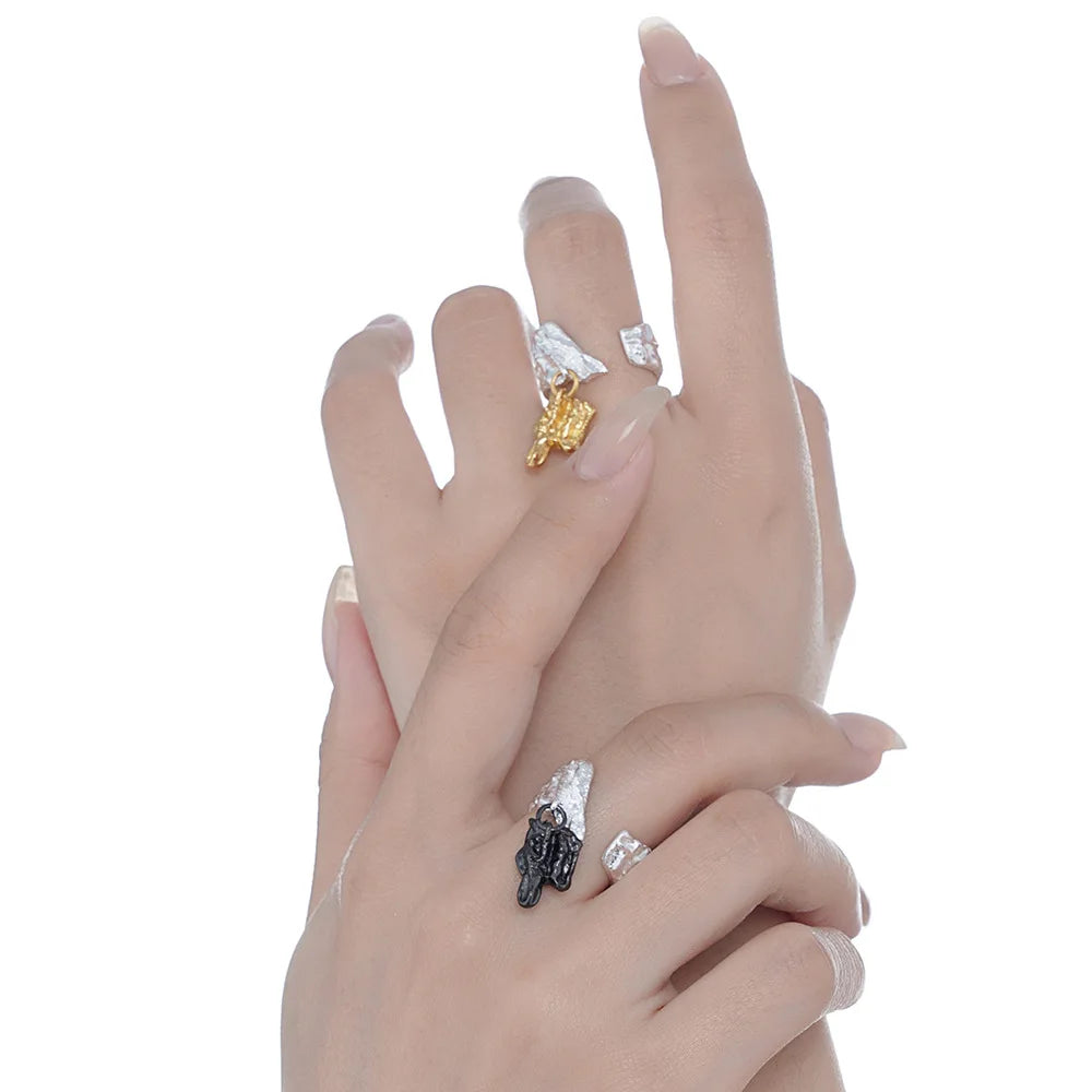 Bague irrégulière à breloque extraterrestre R1172