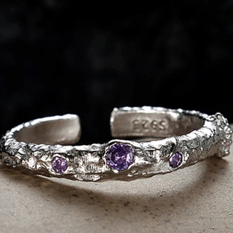 Bague CZ à texture extraterrestre R1268