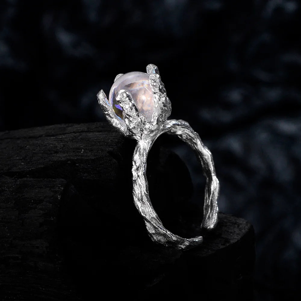 Bague Pierre de Lune Texturée R1267