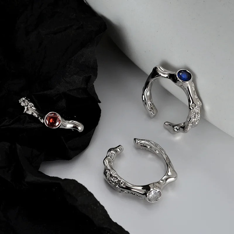 Bague CZ à texture extraterrestre R1252