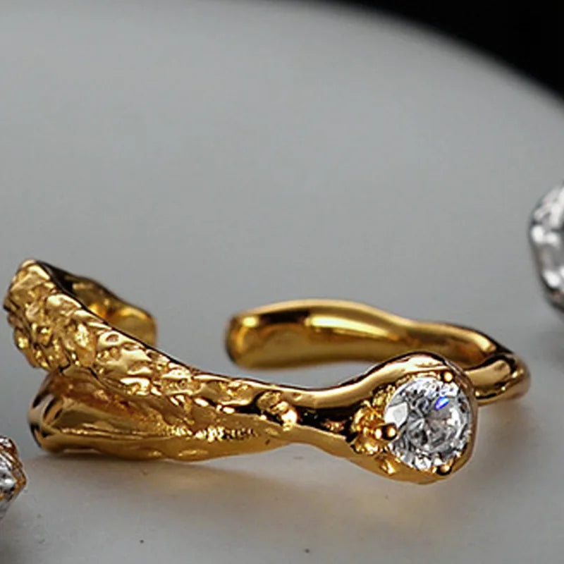 Bague CZ à texture extraterrestre R1258