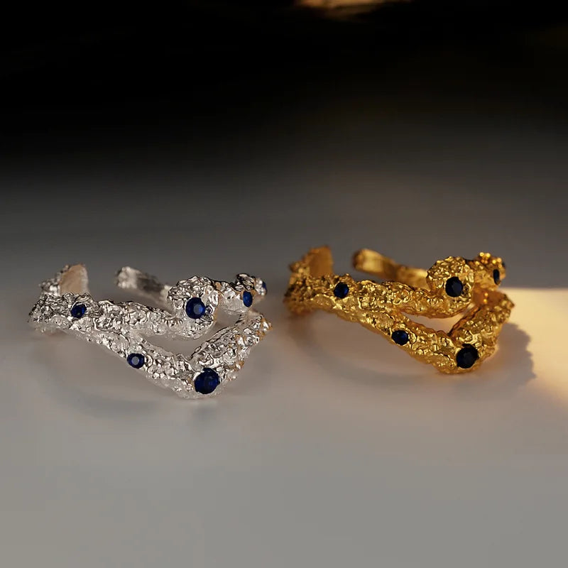 Bague CZ Texture Écorce R1279