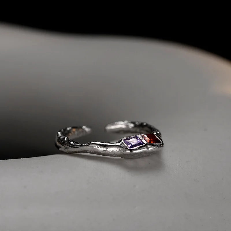 Bague CZ texturée R1277