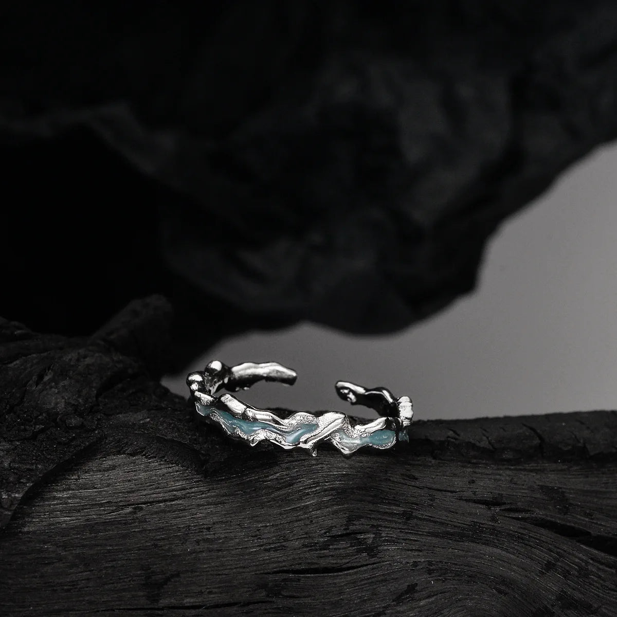Bague irrégulière en émail menthe R1176