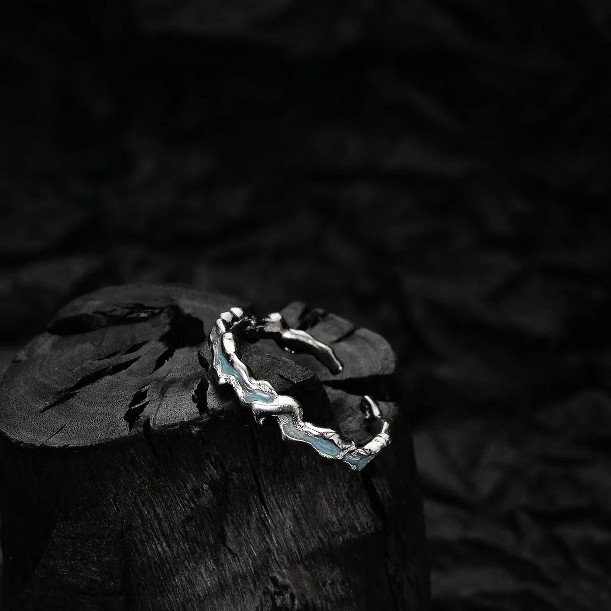 Bague irrégulière en émail menthe R1176
