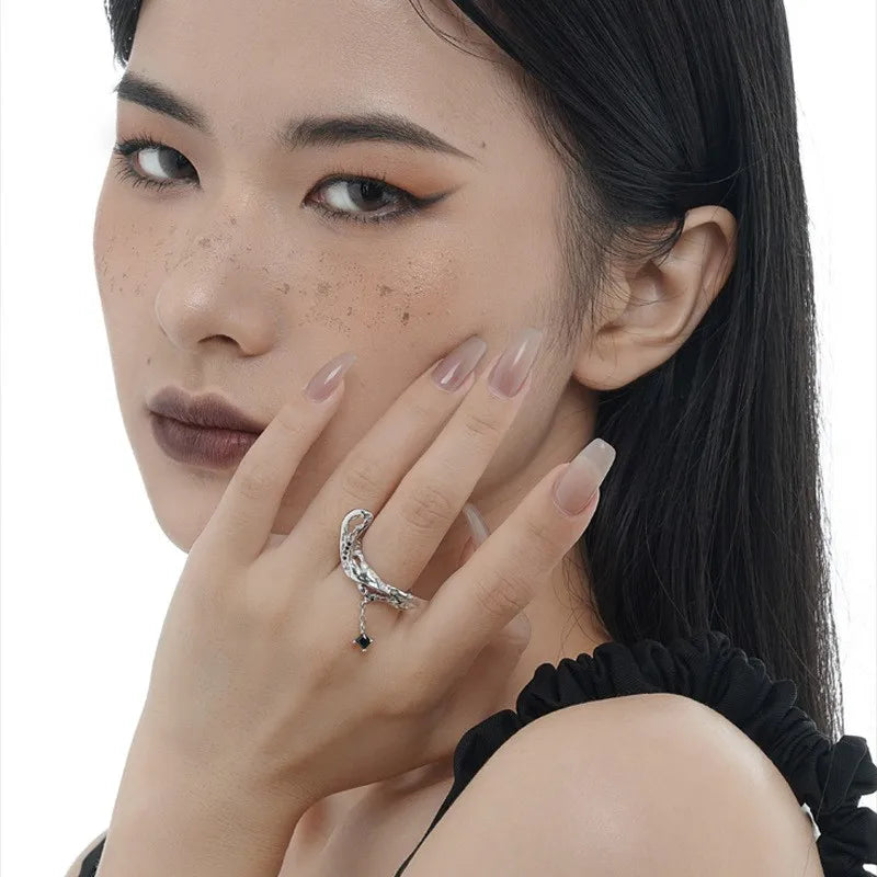 Bague irrégulière en forme de goutte enchaînée R1170