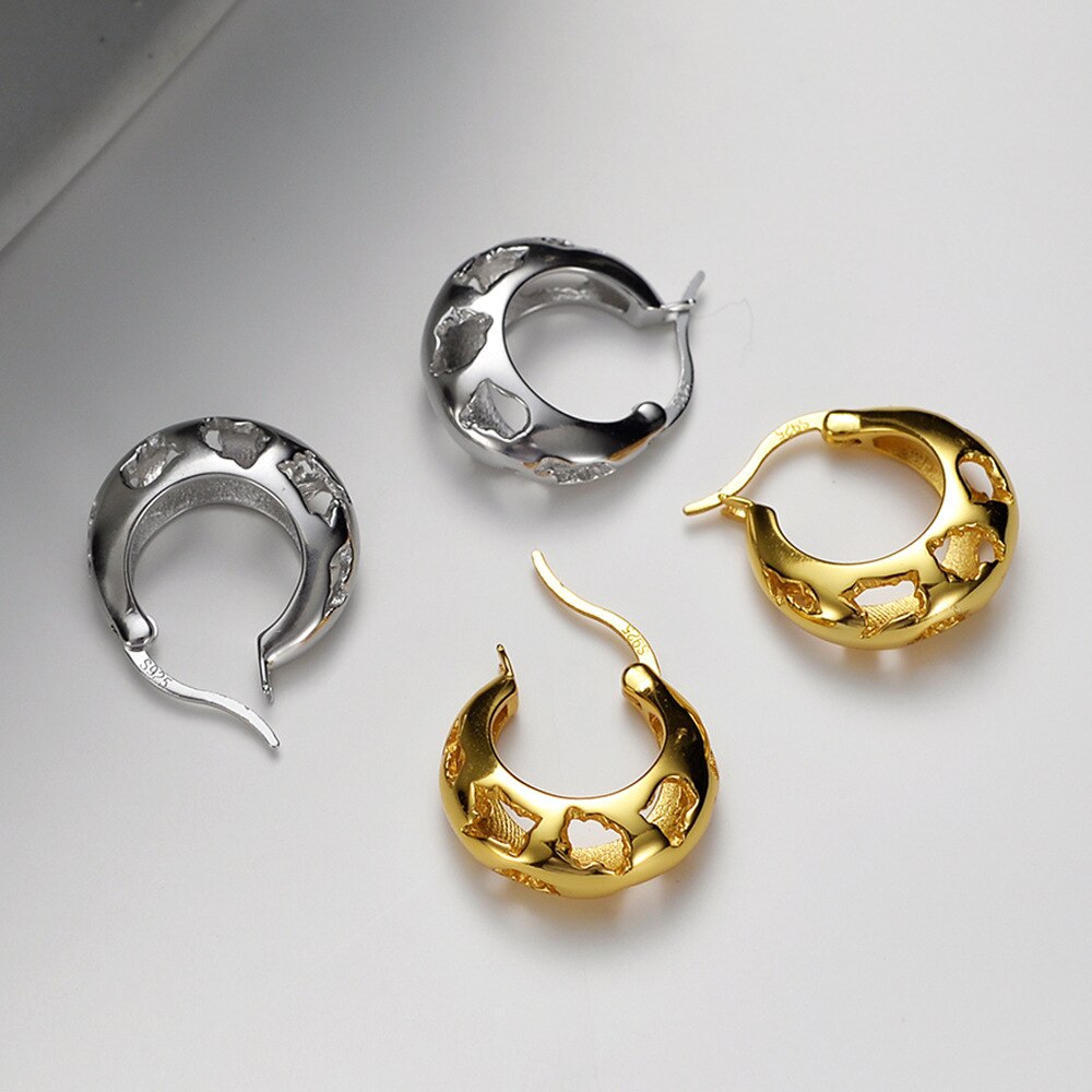 Boucles D'oreilles Clip Créoles Découpées E1036 1 Pièce