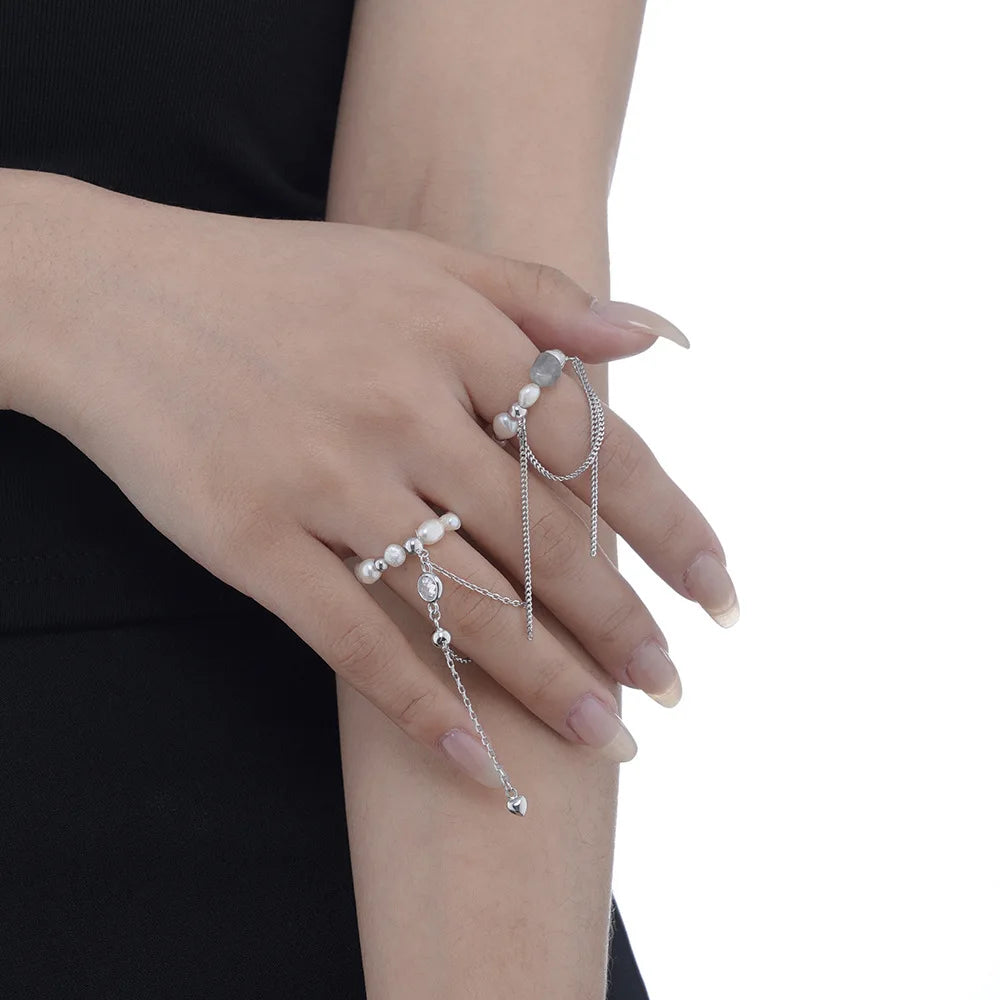 Bague à pampilles en perles de créateur R1174