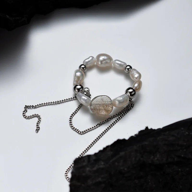 Bague à pampilles en perles de créateur R1174