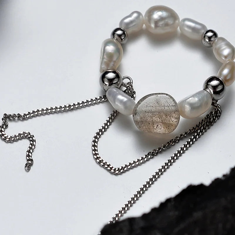 Bague à pampilles en perles de créateur R1174
