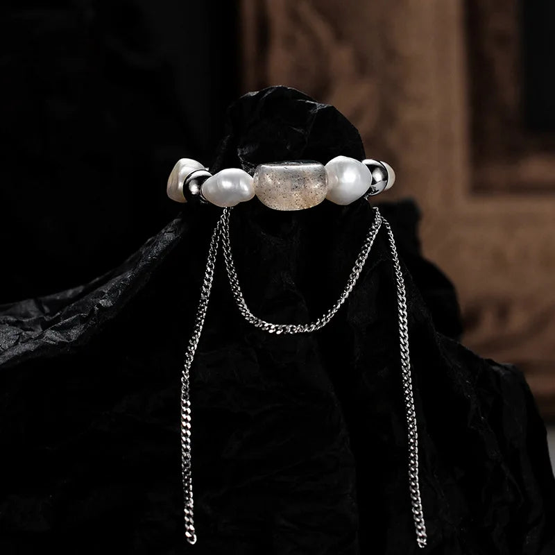 Bague à pampilles en perles de créateur R1174