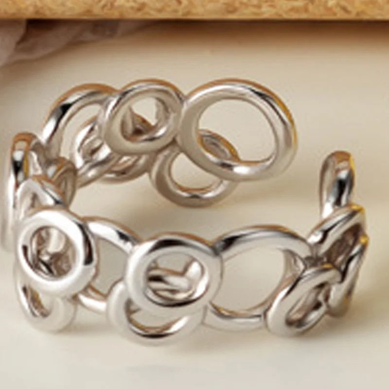 Bague Solide Maillons Géométriques R1149