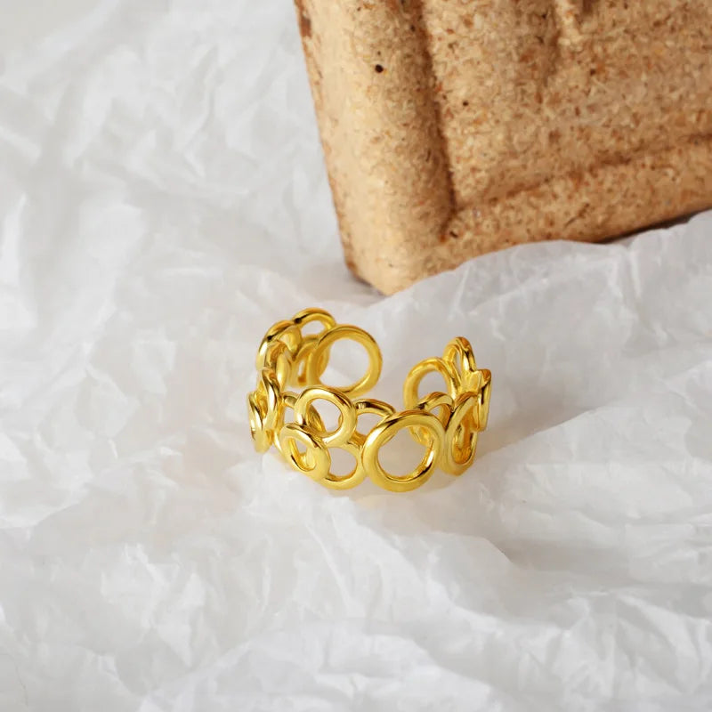 Bague Solide Maillons Géométriques R1149