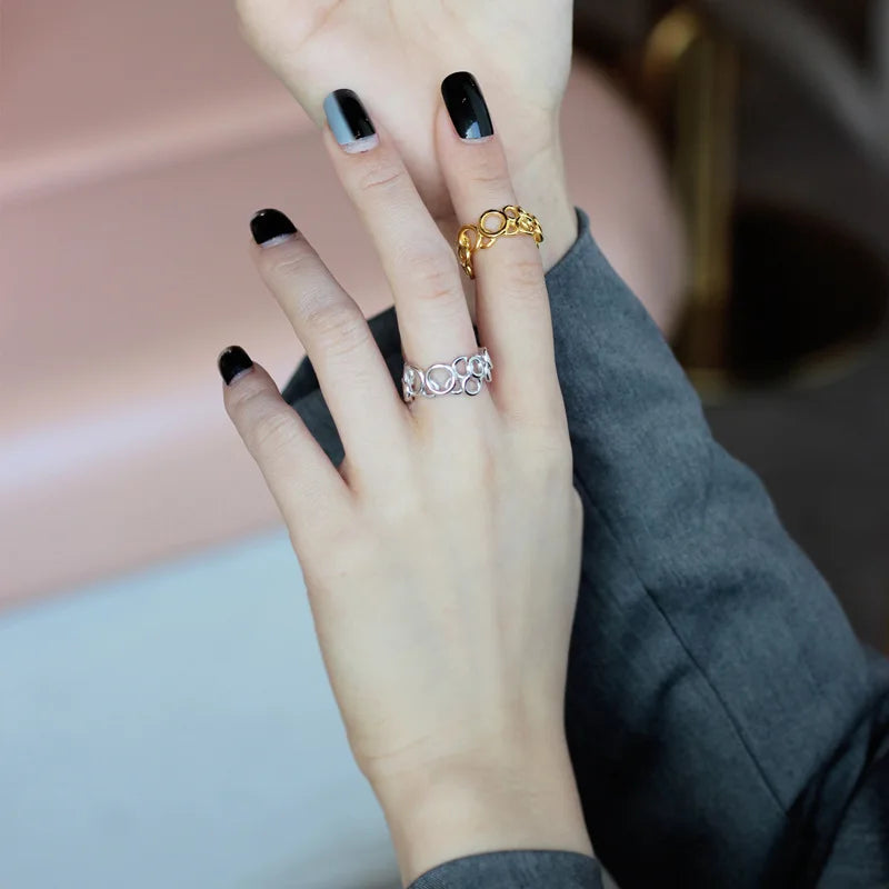 Bague Solide Maillons Géométriques R1149