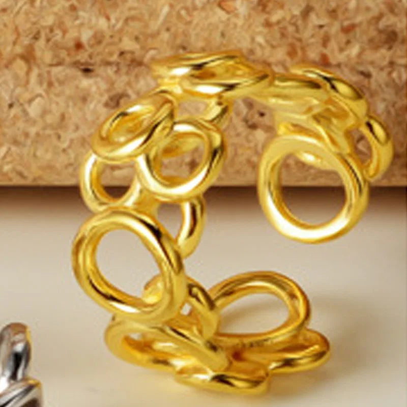 Bague Solide Maillons Géométriques R1149