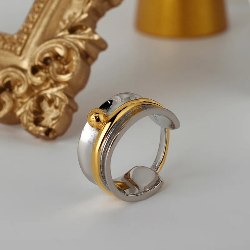 Anneau ouvert enveloppé bicolore R1032