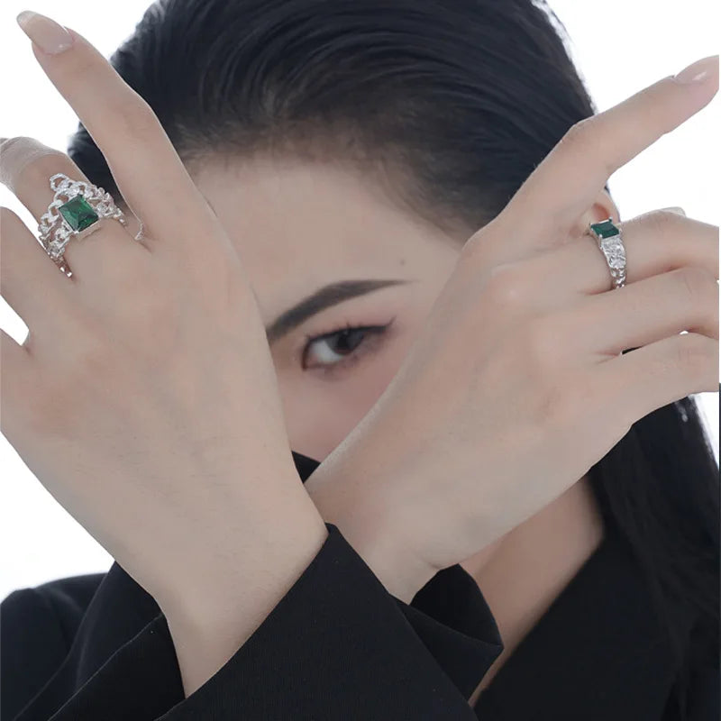 Bague CZ irrégulière martelée R1244
