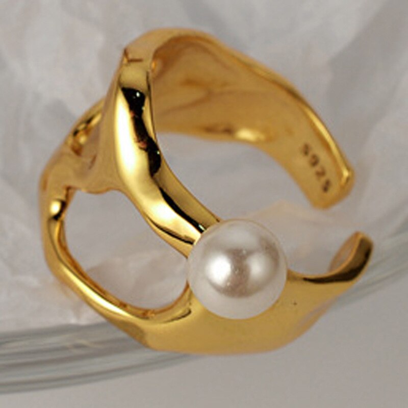 Bague perle découpée impressionniste R1020
