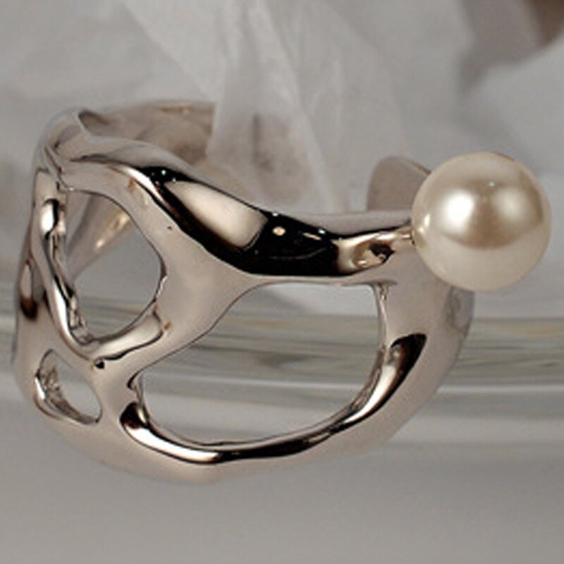 Bague perle découpée impressionniste R1020
