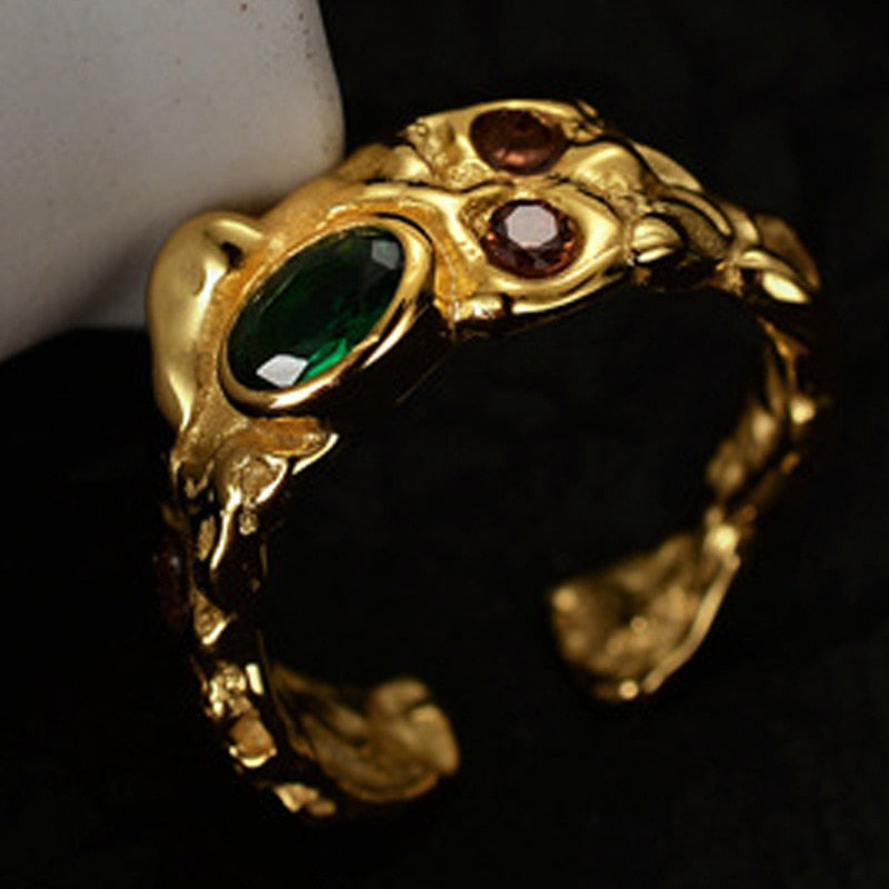 Bague texturée avec accents CZ R1015