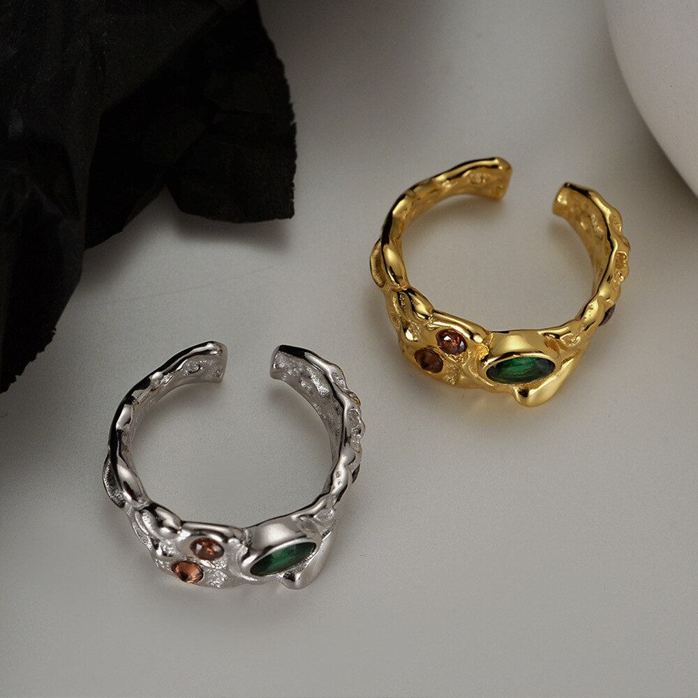 Bague texturée avec accents CZ R1015