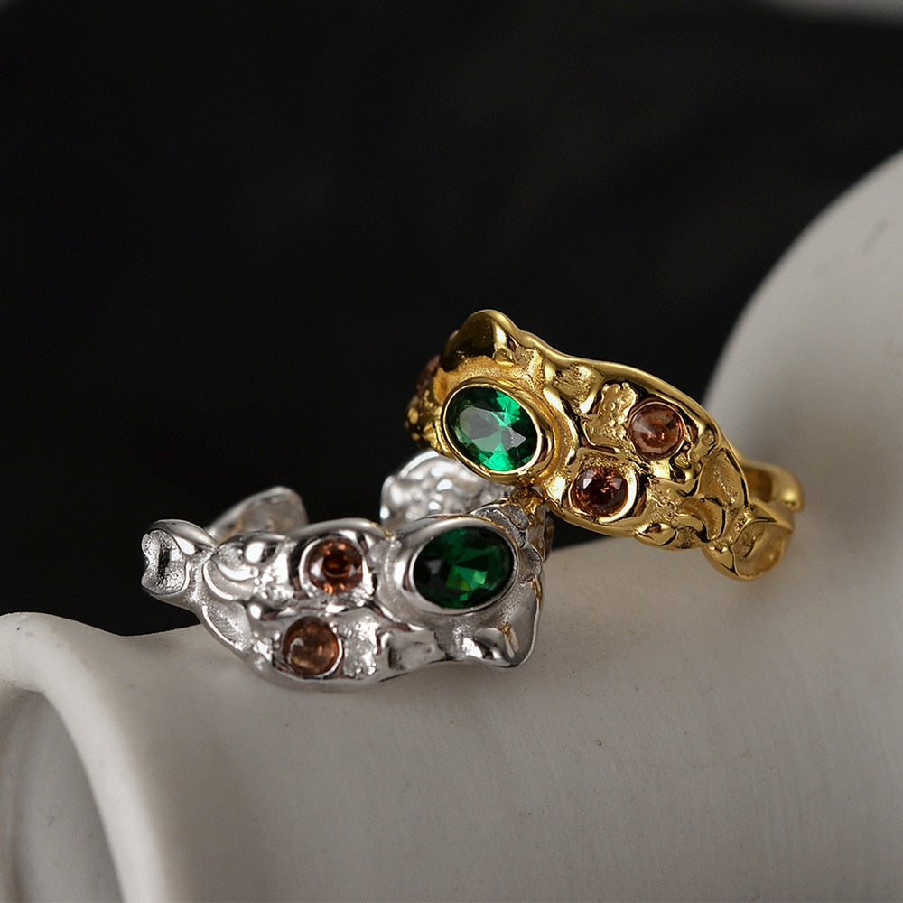 Bague texturée avec accents CZ R1015