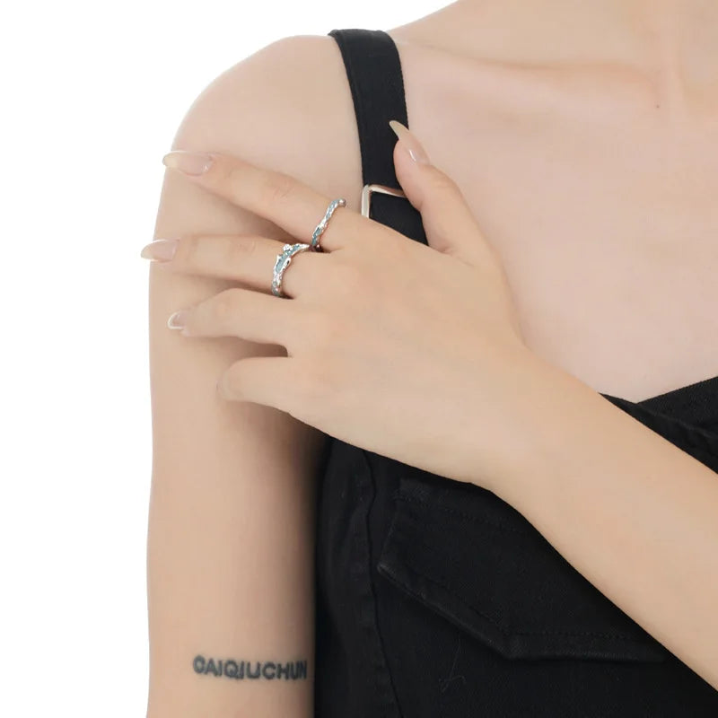 Bague irrégulière en émail bleu R1223