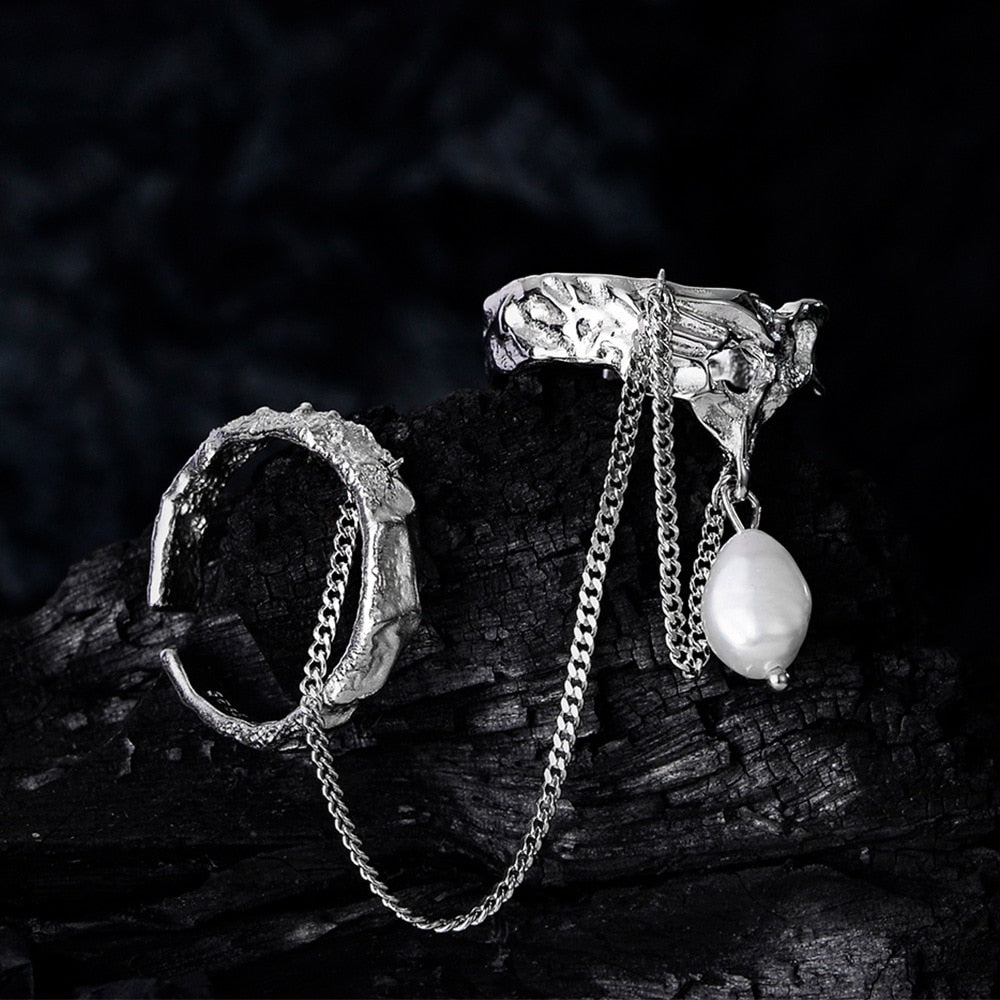 Bague à motif extraterrestre en perles enchaînées R1266