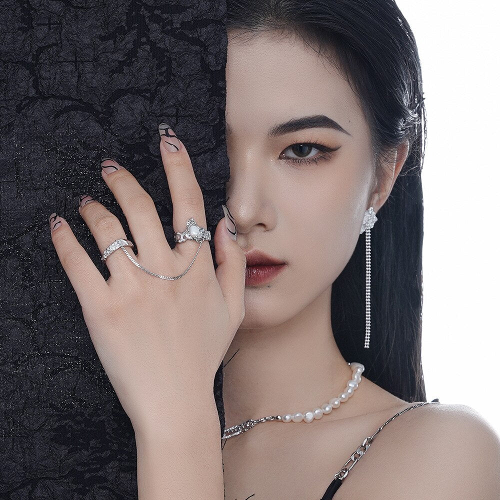 Bague à motif extraterrestre en perles enchaînées R1266