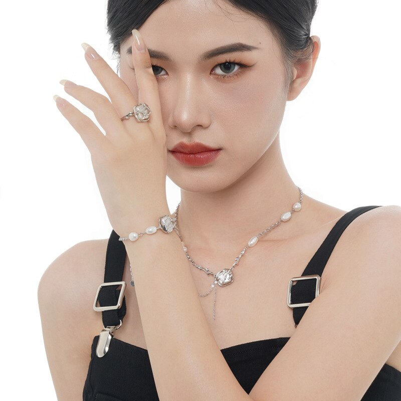 Bague perle baroque chic français R1226