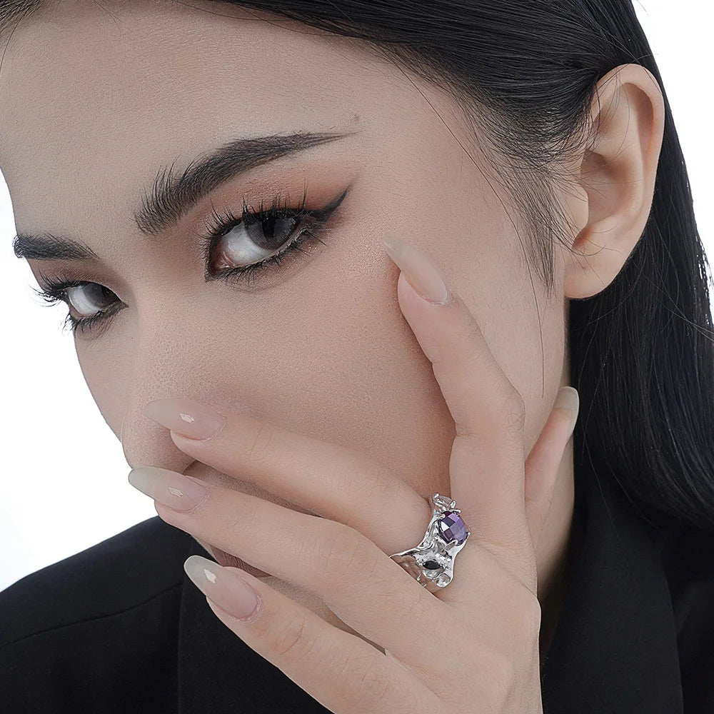 Bague Alien Zircons Violets R1236