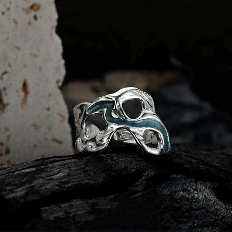 Bague Filigrane Émail Bleu R1238