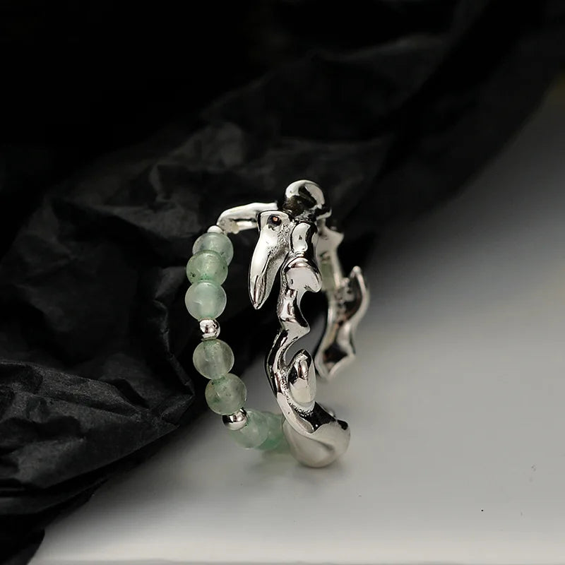 Bague irrégulière en perles de jade R1171