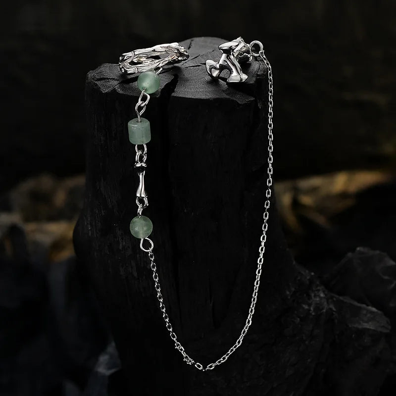 Manchette d'oreille en jade à longue chaîne E1152, 1 pièce