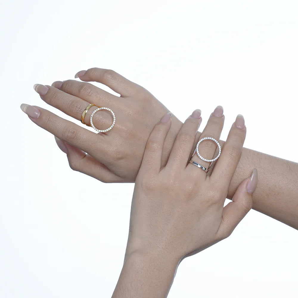 Bague Halo Pavée CZ R1222