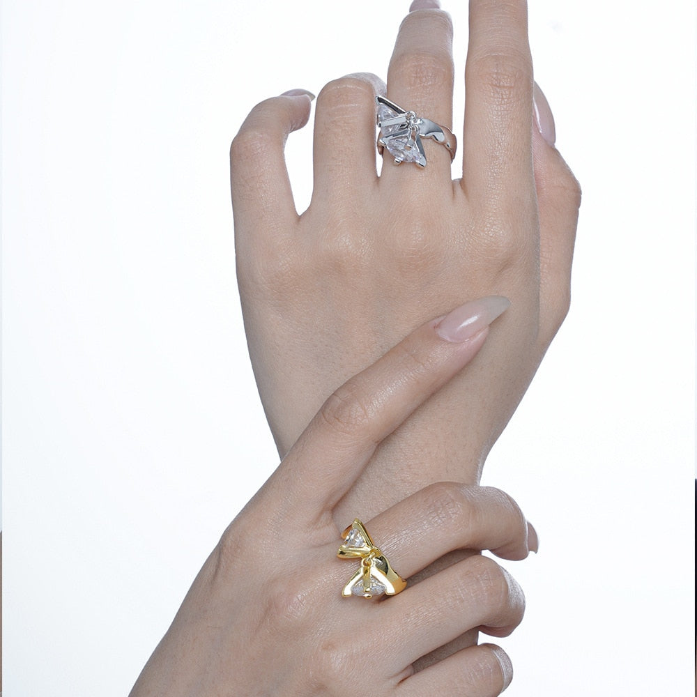 Bague originale florale CZ R1088
