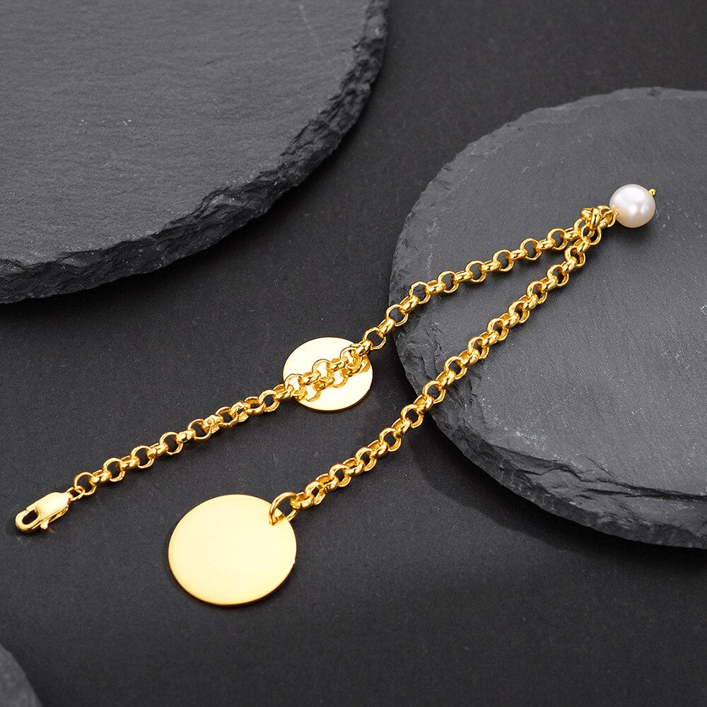 Bracelet chaîne Rolo disques B1014